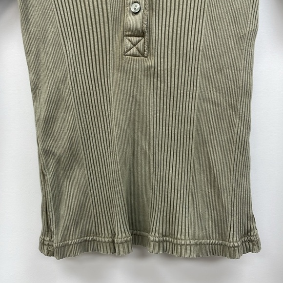 Aerie Road Trip '90s Ribbed Knit Long Sleeve Henley T-Shirt Olive Green XS - Picture 6 of 9